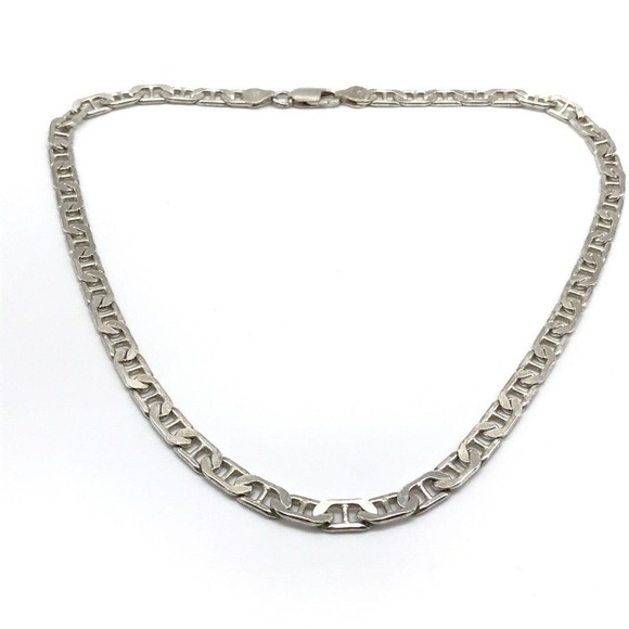 925 Italy Sterling Silver Mariner Anchor Chain Link Necklace 16.25" - Picture 1 of 8